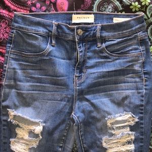 High wasted ripped PacSun skinny jeans